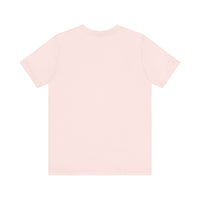 Soft pink graphic tee back view in organic cotton, unisex fit, perfect for beach lovers and dreamers.
